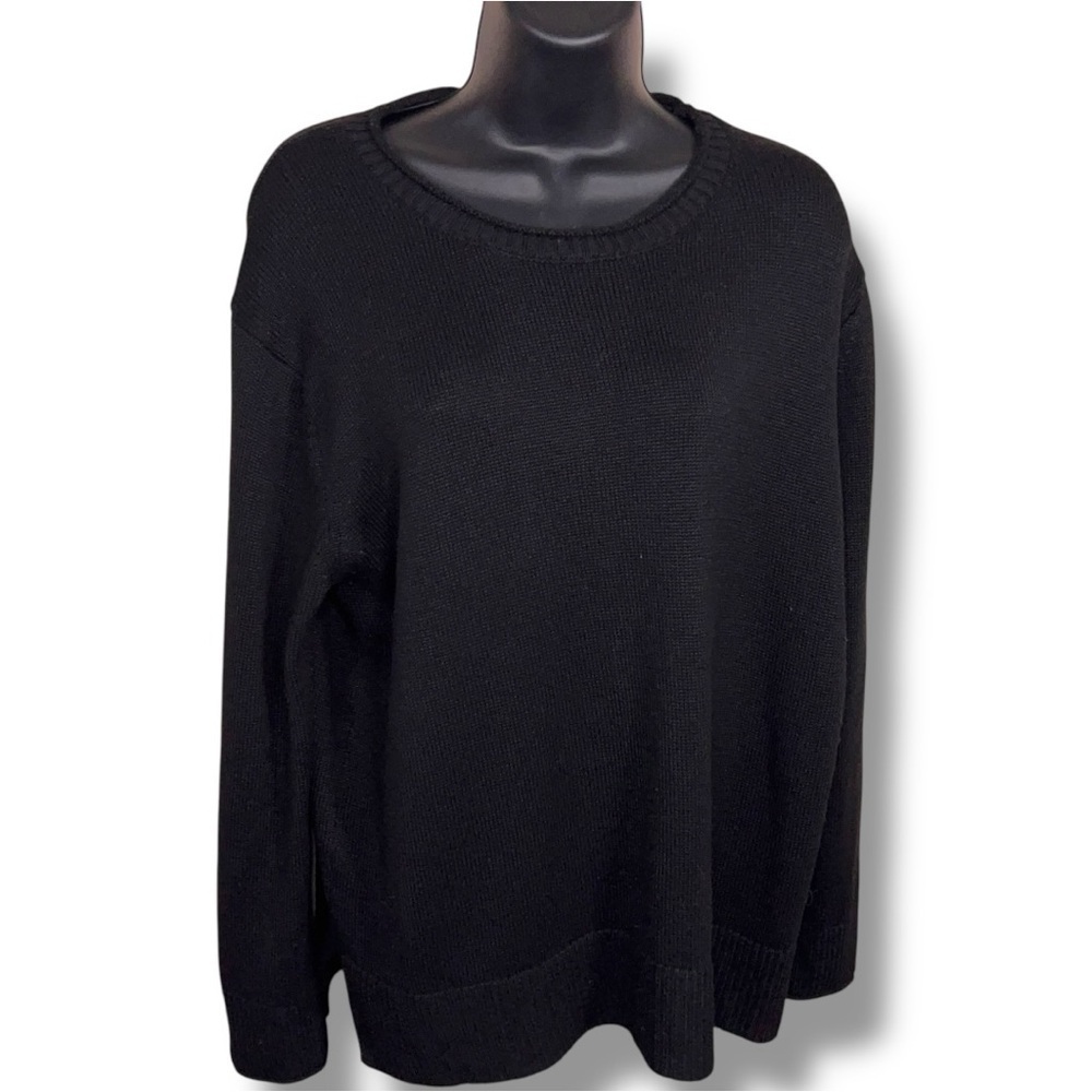 Medium Ella Moss Black Knit Sweater Long Sleeve Classic Academia